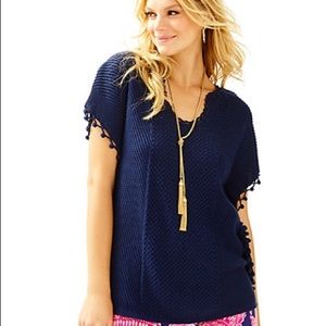 Lilly Pulitzer navy Keating poncho sweater